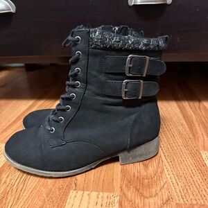 Black Suede Combat Boots